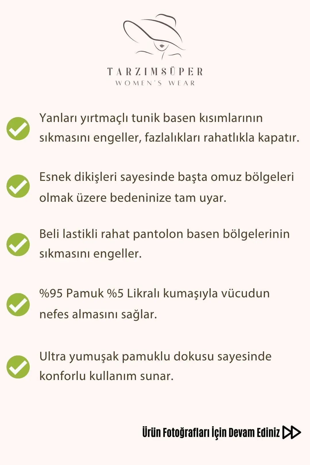 Büyük Beden Yandan Yırtmaçlı Konfor Modeli Takım Pantolonlu Tunik 2'li Alt-üst Takım