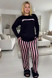 siyah pembe çizgili
