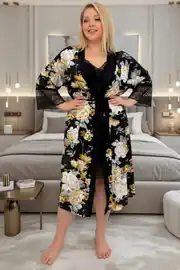 siyah çiçekli
