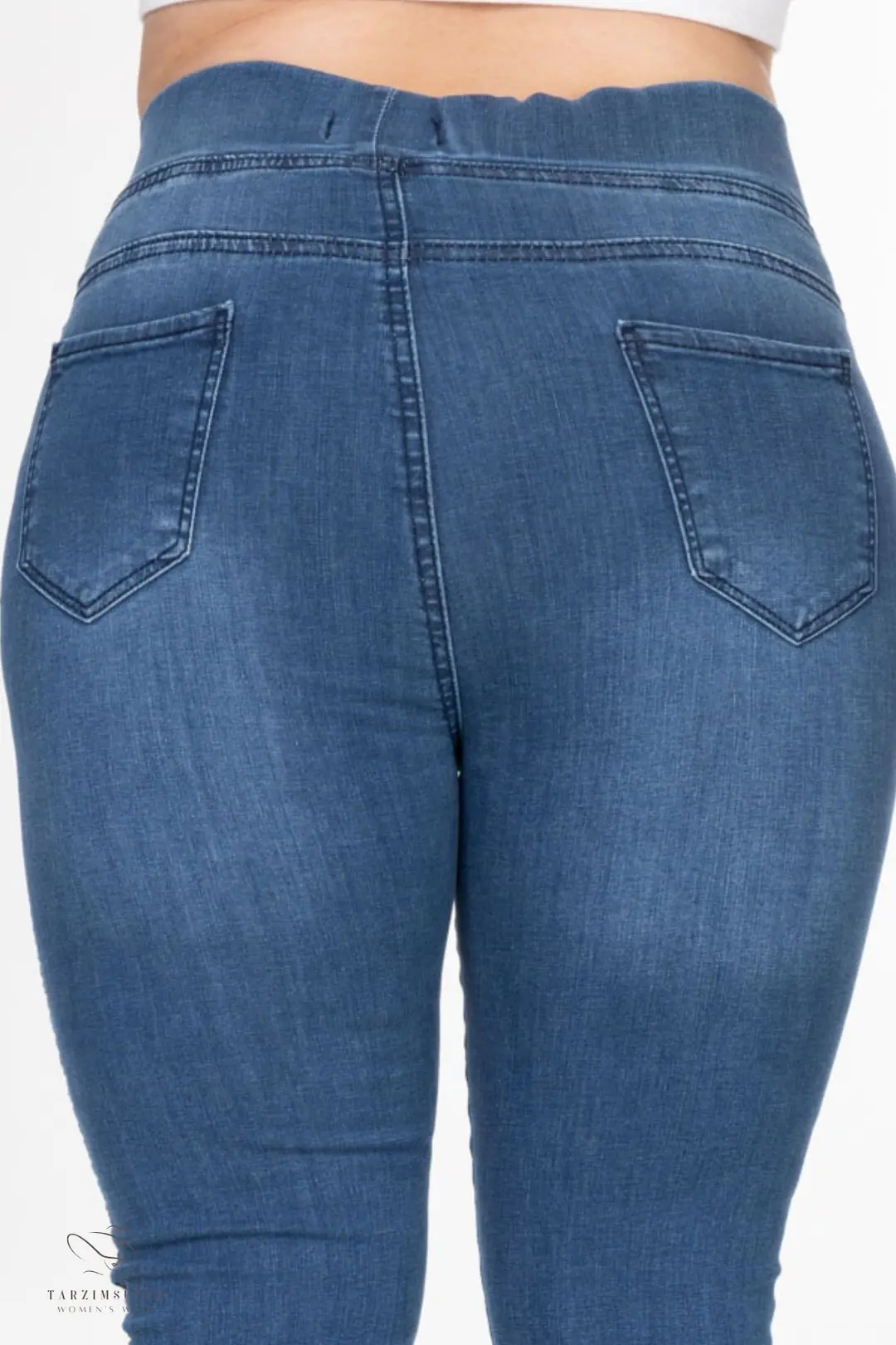 Büyük Beden Full Likralı Esnek Konfor Modeli Beli Lastikli Toparlayıcı Yüksel Bel Tayt Kot Pantolon