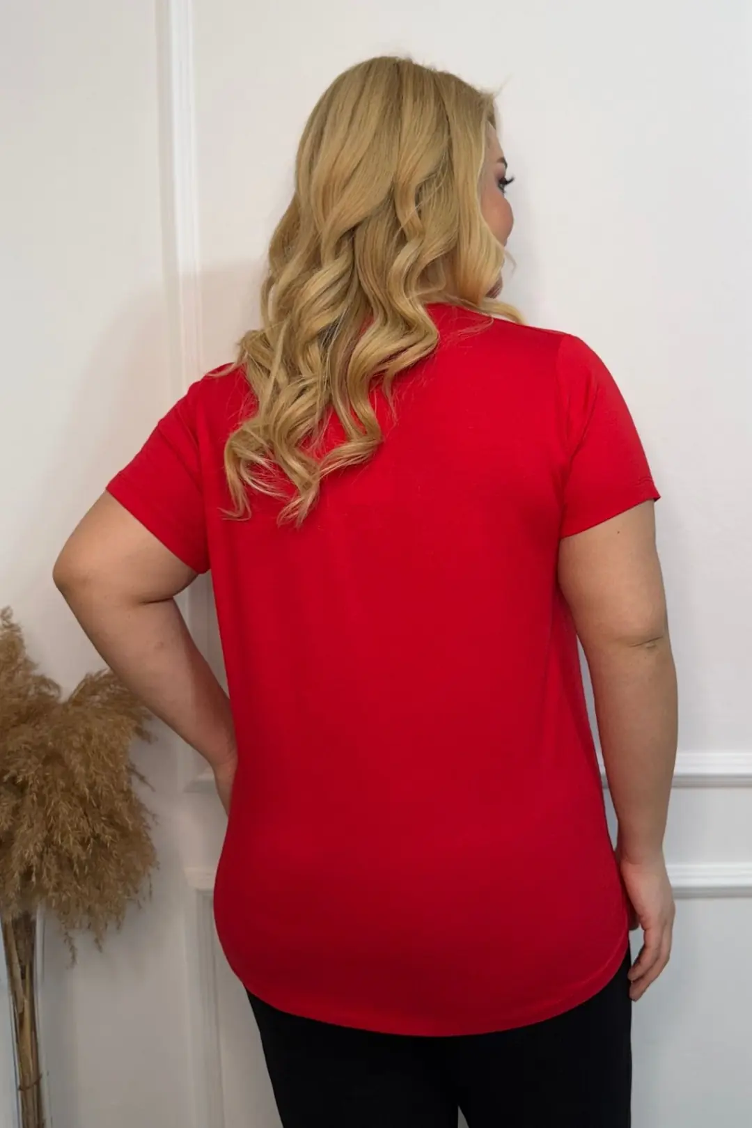 Büyük Beden Bisiklet Yaka Kısa Kollu Penye Tunik T-Shirt - Konfor Modeli